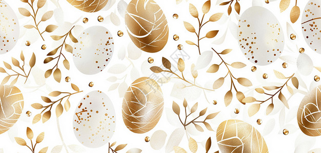 复活节金色彩蛋插画背景图片