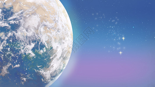 世界地球日背景唯美太空插画