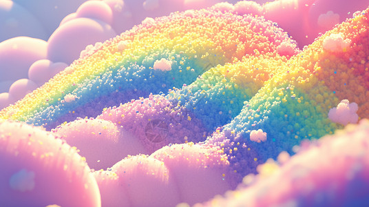 毛绒玩具背景彩色毛茸茸可爱的彩虹插画