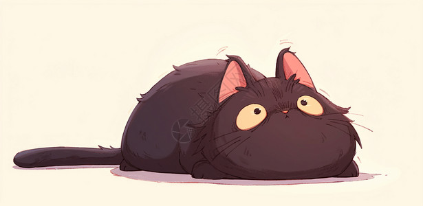 黑色软萌可爱的卡通黑猫高清图片
