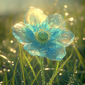 透明蓝色花瓣的小花背景图片