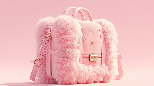女式手提包粉色可爱的女孩手提包插画