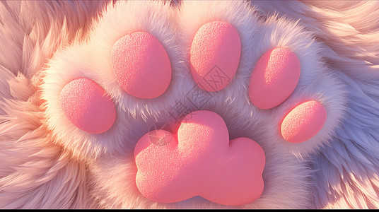 可爱的粉色的猫爪背景图片