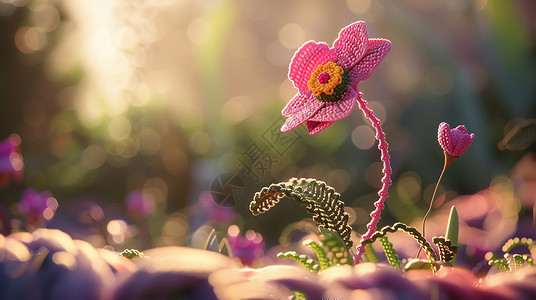 春天在野外一朵彩色的花背景图片
