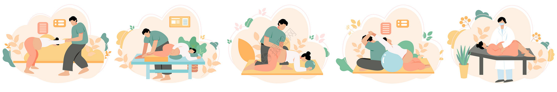 儿童护理孕妇产前护理训练孕期锻炼svg矢量插画元素插画