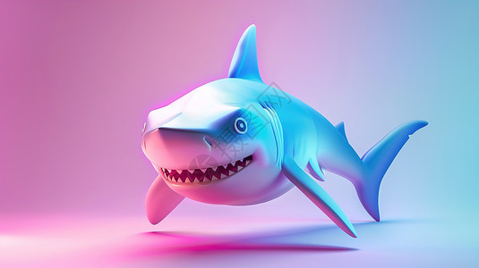 海洋3d素材鲨鱼立体3D图标插画