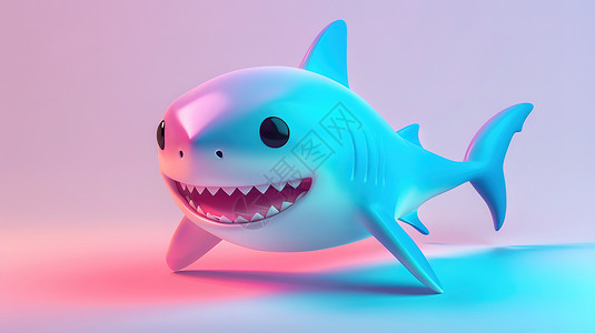 海洋3d素材立体鲨鱼3D图标插画