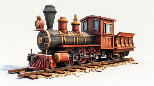 3D立体火车图标背景图片