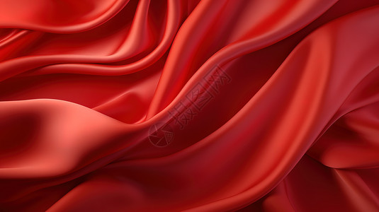 红色丝绸飘带光滑红色纹理插画
