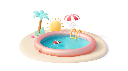 夏天元素泳池3D背景图片