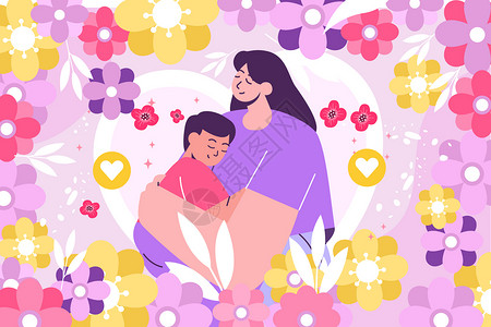母亲节花环插画背景图片