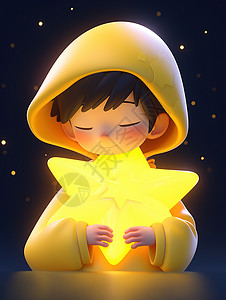 抱着星星的男孩抱着星星的可爱男孩插画