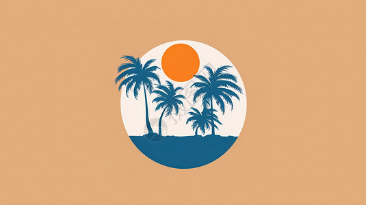 粮油logo棕榈树标志插画