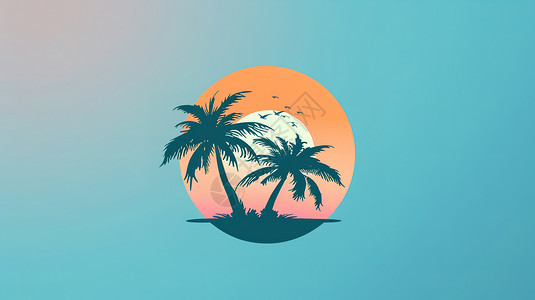 无限logo简约椰子树标志插画
