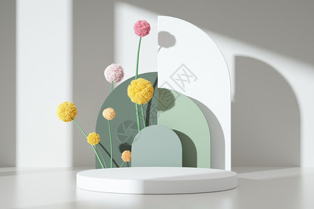 毛绒花朵展台设计图片