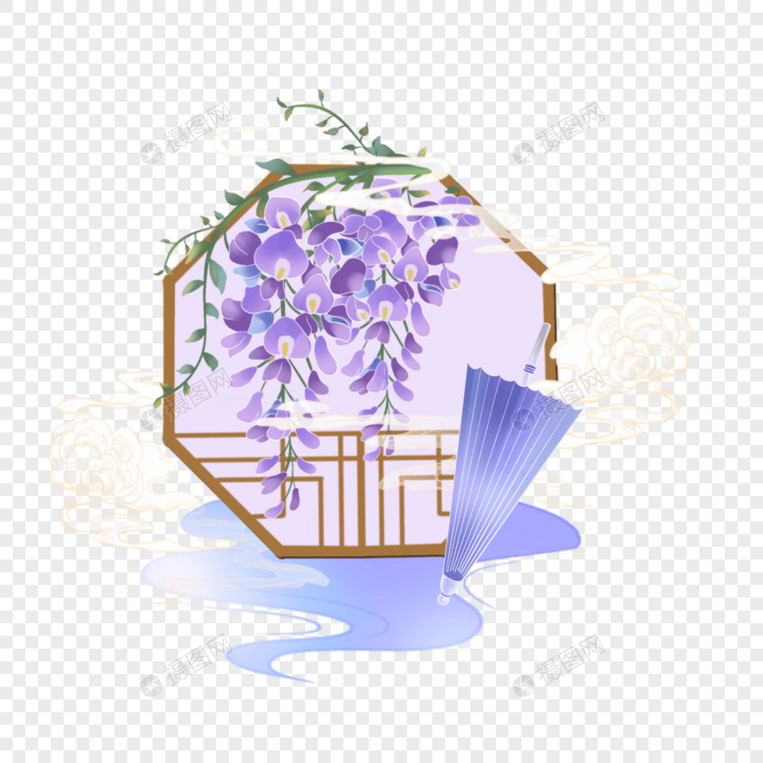 紫藤花纸伞图片