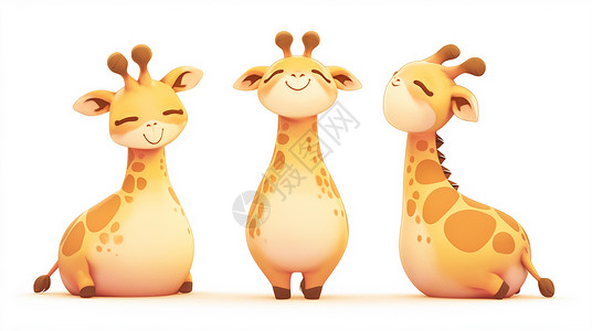 黄色长颈鹿呆萌胖乎乎可爱的黄色卡通长颈鹿插画