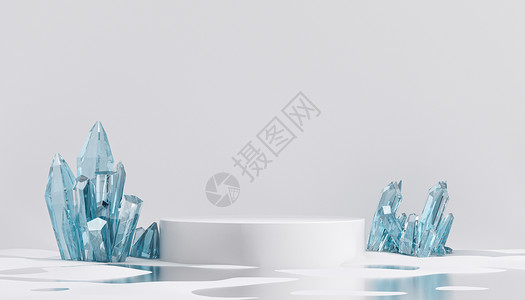水晶样式C4D夏日水晶展台背景设计图片