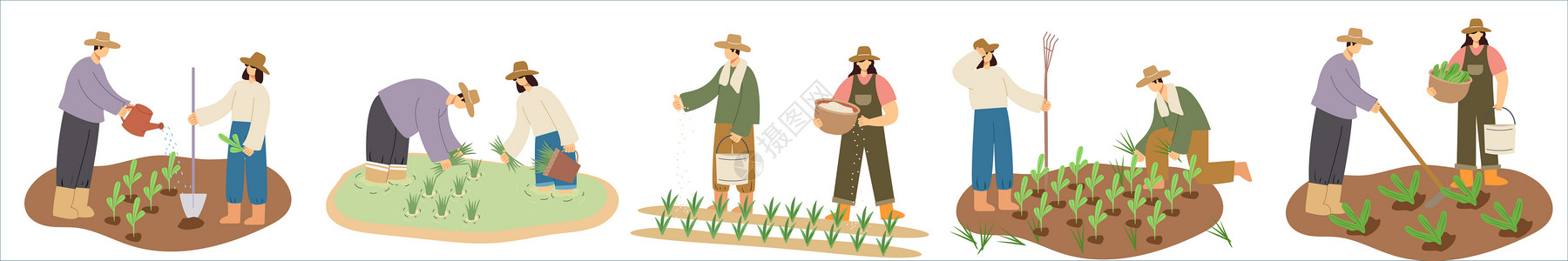 劳动节人物农民耕种场景svg矢量插画元素高清图片