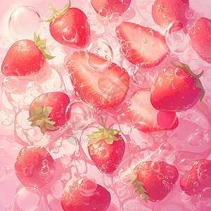 水果在水中溅起在水中红色诱人的美味草莓插画
