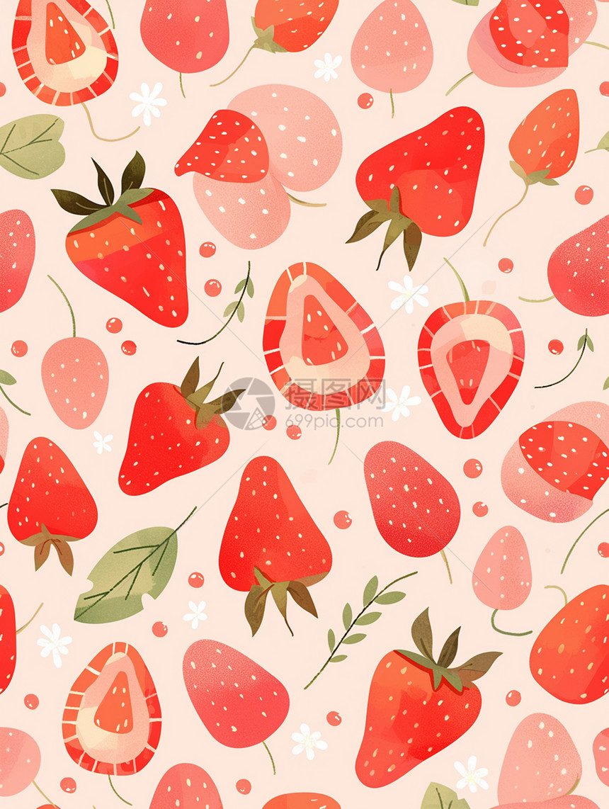 可爱的卡通草莓背景图片