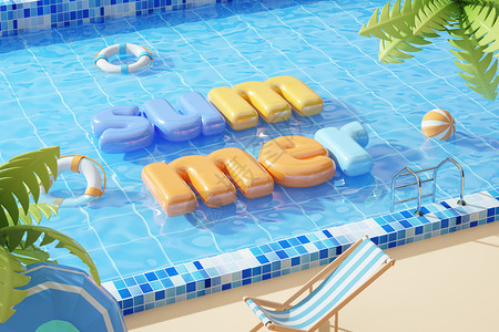 夏季泳池标签夏季水面场景设计图片