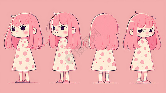 粉色可爱的卡通小女孩背景图片