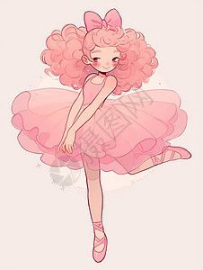 戴着粉色蝴蝶结的可爱卡通小女孩背景图片