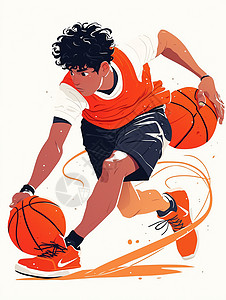 大篮球打篮球的男青年插画