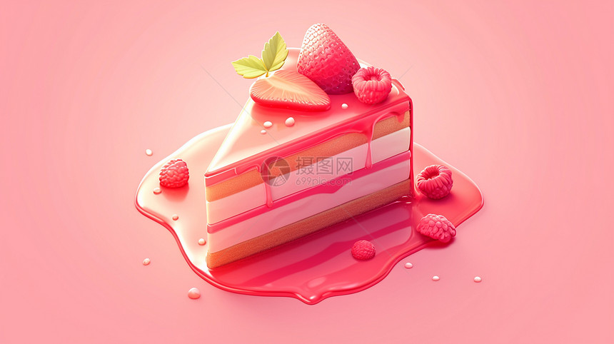 美味诱人卡通草莓蛋糕图片