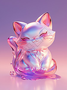 陶瓷摆件立体可爱的卡通招财猫插画