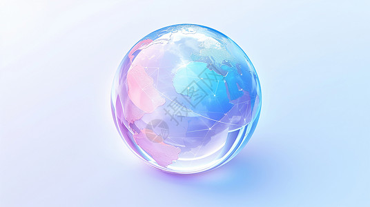 创意水晶球里的地球科幻透明水晶地球插画