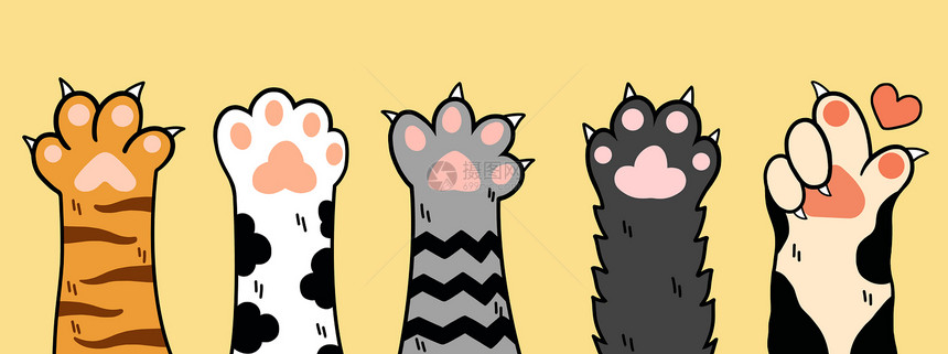 各种可爱猫咪爪子插画图片