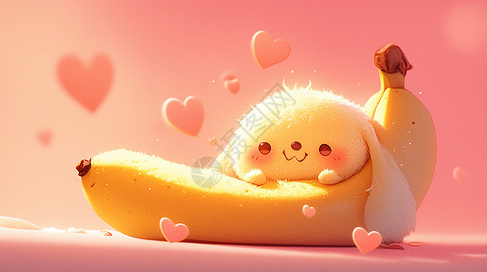 软糯青团黄色软糯可爱的香蕉精灵插画
