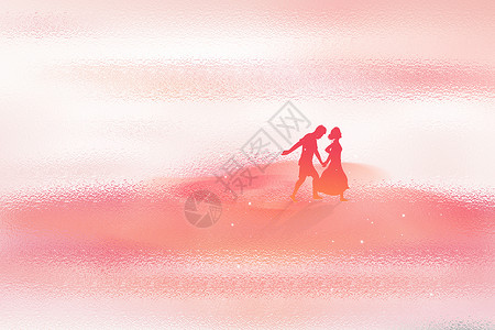 雨中 牵手粉色弥散玻璃质感爱情背景设计图片