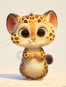 毛茸茸可爱的豹子背景图片