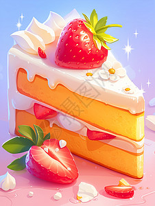 甜品卡美味的卡通草莓蛋糕插画