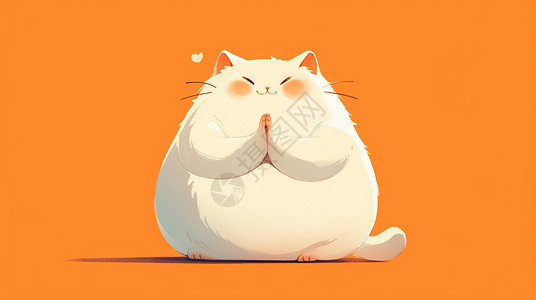 胖乎乎可爱的卡通猫双手合十高清图片
