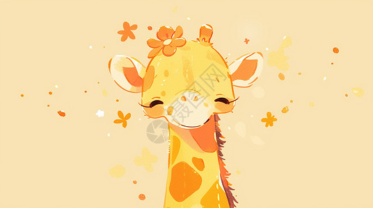 黄色可爱的卡通小长颈鹿背景图片