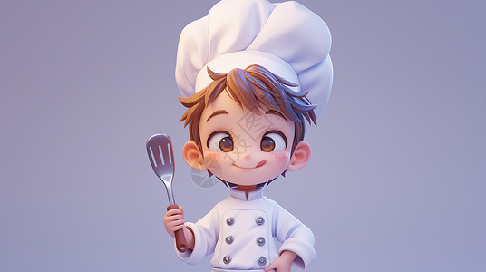 卡通小厨师做饭的男孩高清图片