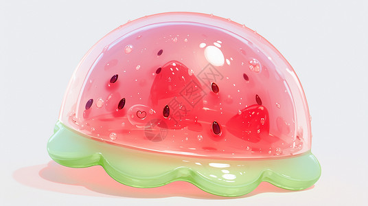 水果果冻Q弹软糯的卡通果冻插画