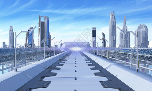 3D科技城市场景背景图片