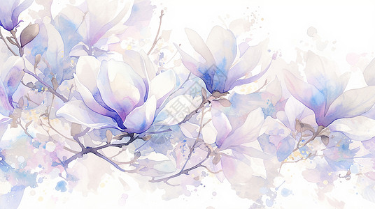紫色卡通玉兰花背景图片