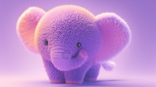 紫色小象玩具毛茸茸的卡通小象插画