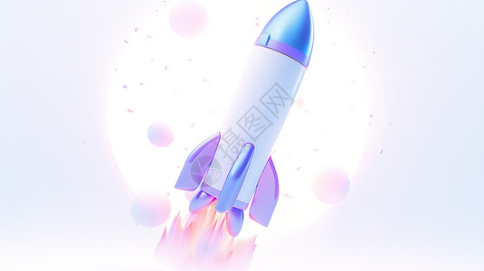 火箭3D科技感图标背景图片