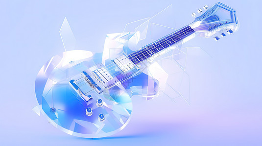 蓝色吉他吉他蓝色科技图标插画