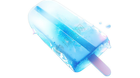 夏天蓝色冰棍蓝色清凉3D图标插画