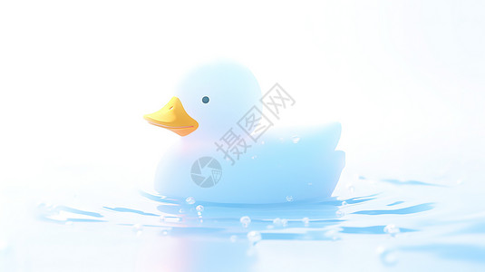 透明动物素材小鸭子蓝色透明3D图标插画