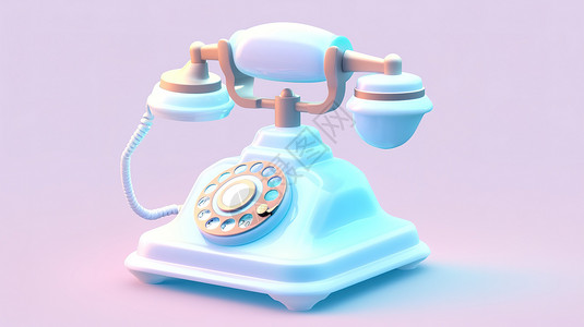 复古座机电话复古座机3D图标插画