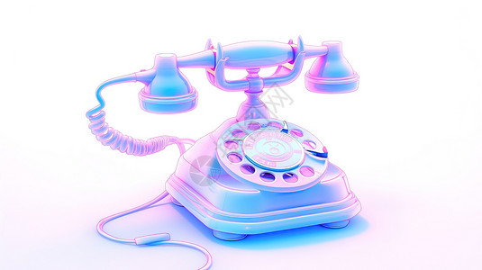 复古电话图标复古电话座机3D图标插画